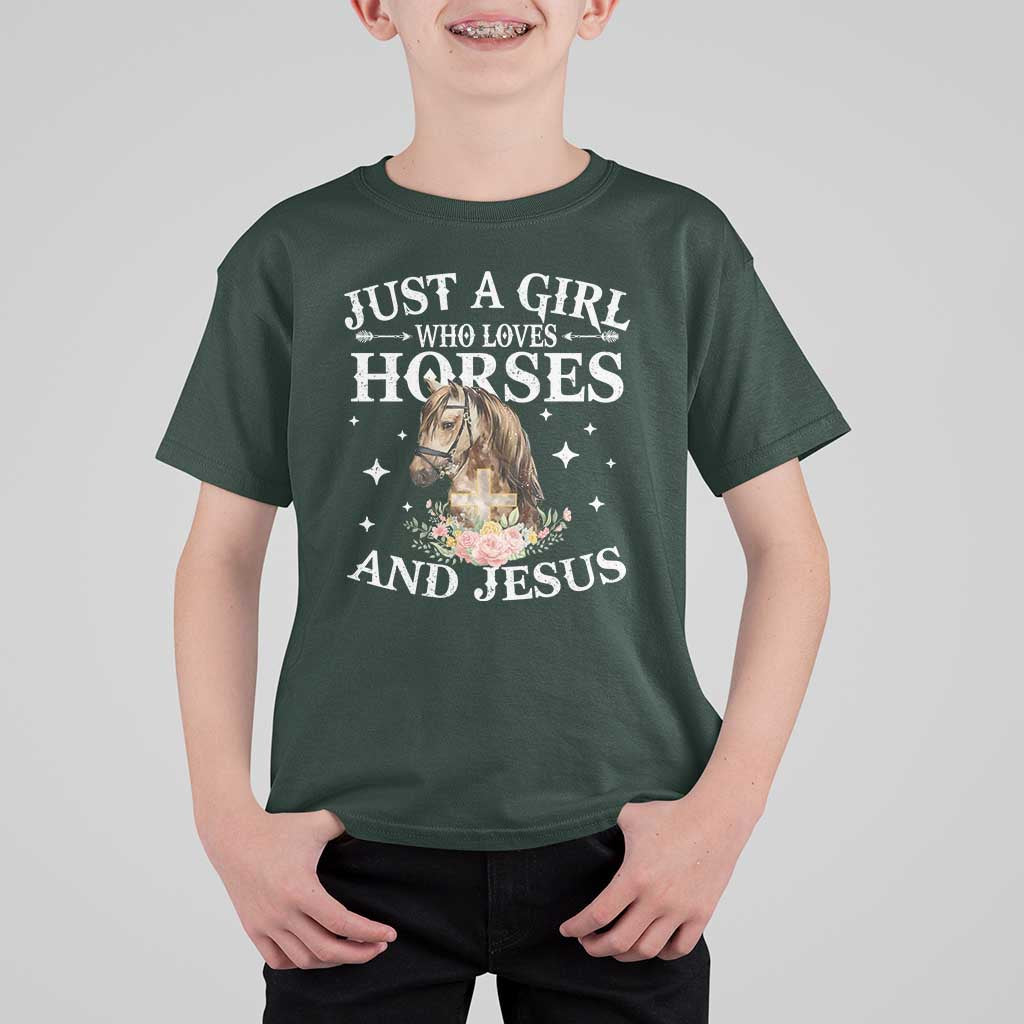 Just A Girl Who Loves Horses And Jesus T Shirt For Kid Christian Girls Horse