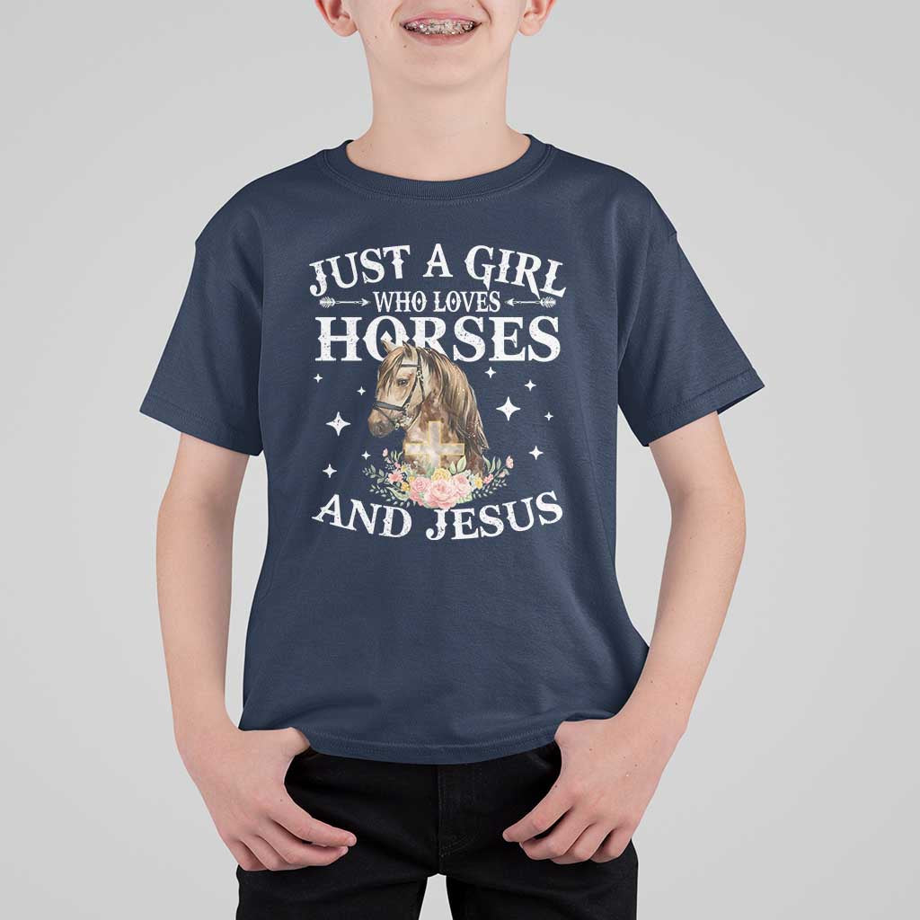 Just A Girl Who Loves Horses And Jesus T Shirt For Kid Christian Girls Horse