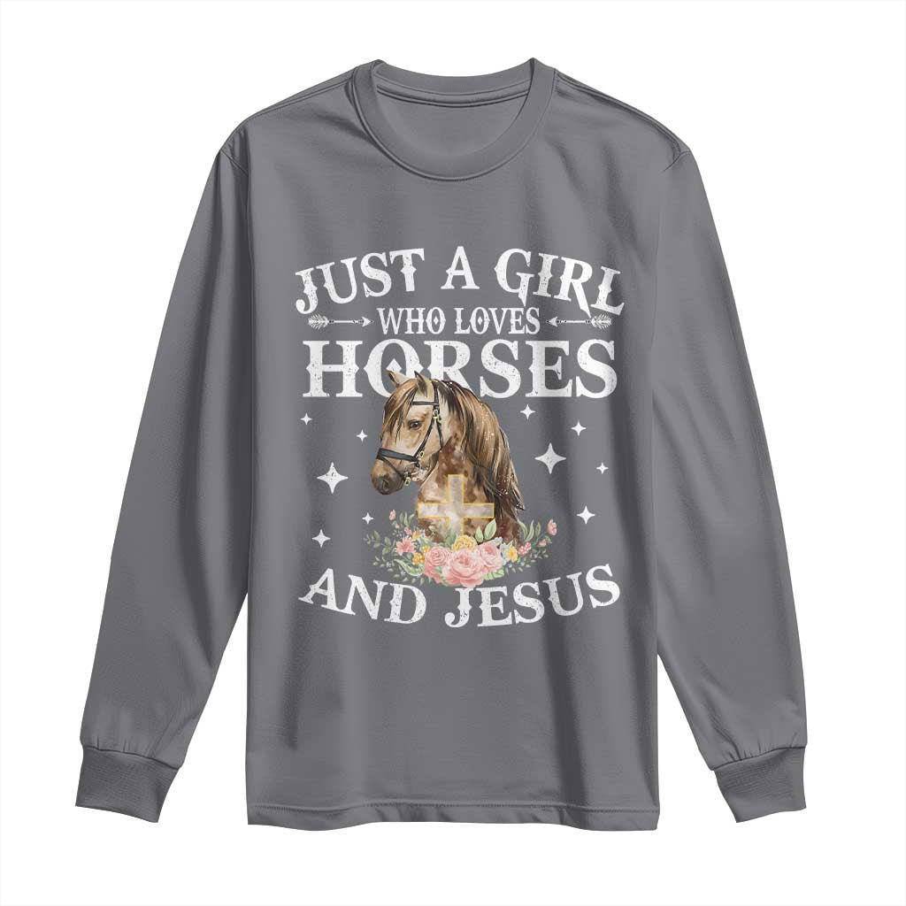 Just A Girl Who Loves Horses And Jesus Long Sleeve Shirt Christian Girls Horse