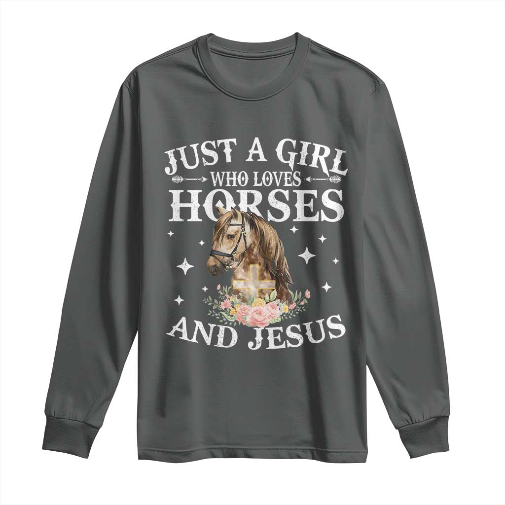 Just A Girl Who Loves Horses And Jesus Long Sleeve Shirt Christian Girls Horse