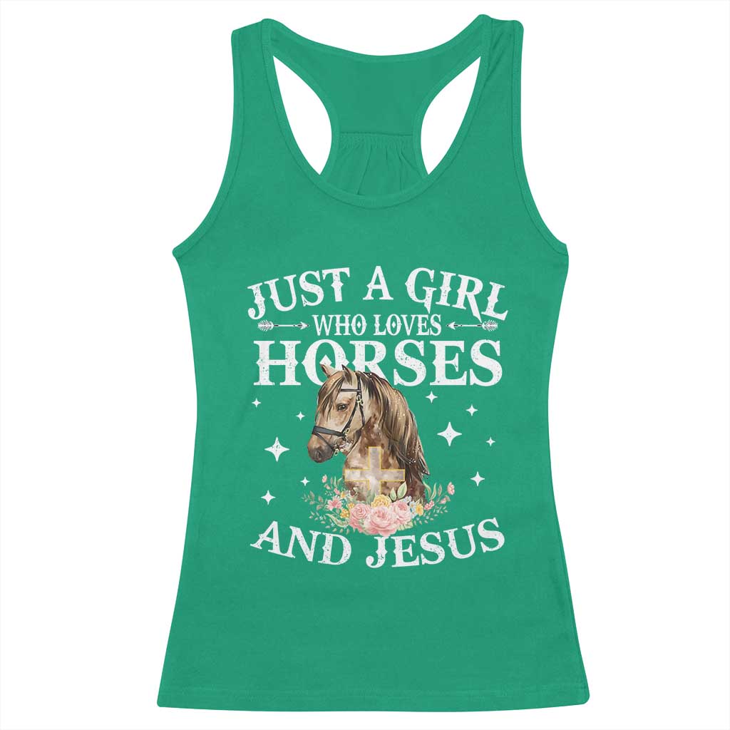 Just A Girl Who Loves Horses And Jesus Racerback Tank Top Christian Girls Horse
