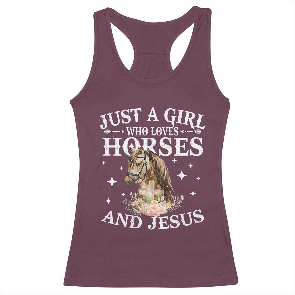 Just A Girl Who Loves Horses And Jesus Racerback Tank Top Christian Girls Horse