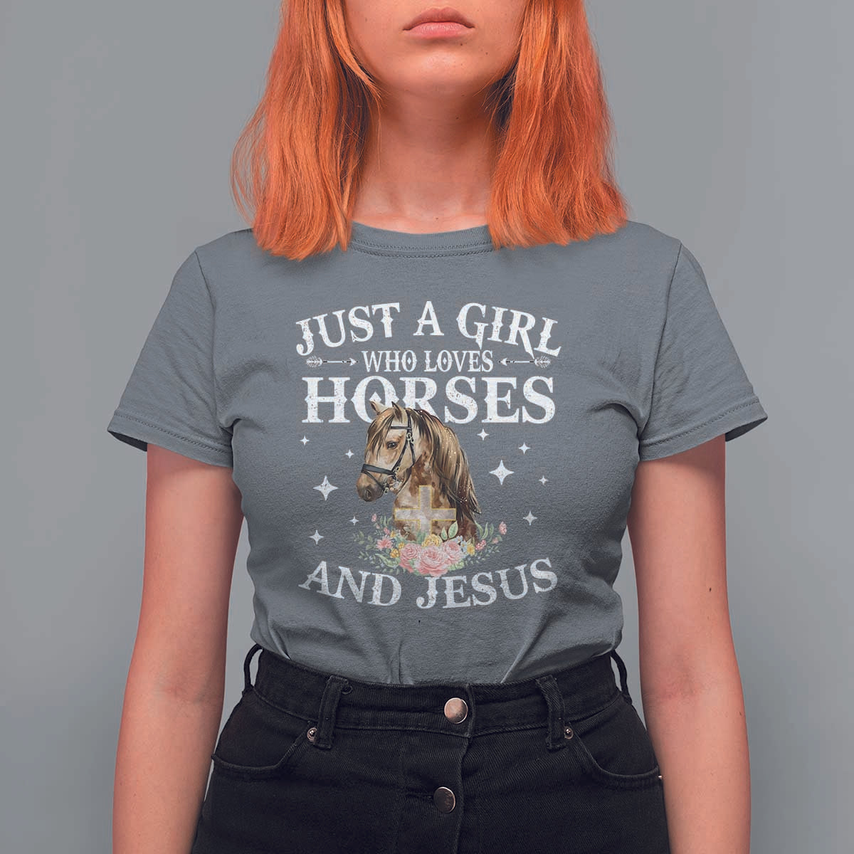 Just A Girl Who Loves Horses And Jesus T Shirt For Women Christian Girls Horse