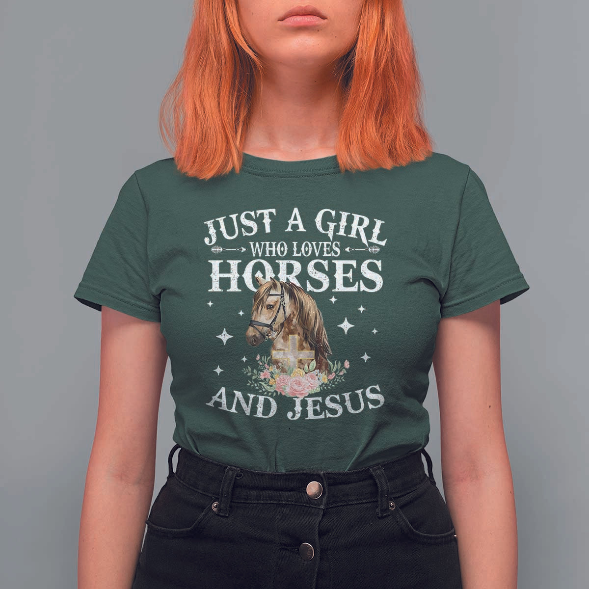 Just A Girl Who Loves Horses And Jesus T Shirt For Women Christian Girls Horse