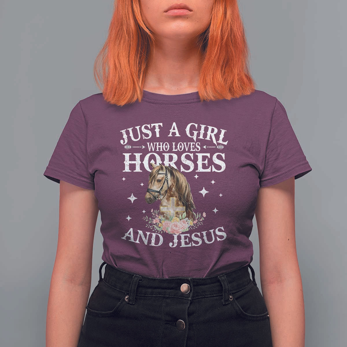 Just A Girl Who Loves Horses And Jesus T Shirt For Women Christian Girls Horse