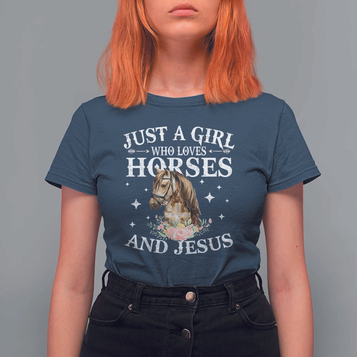 Just A Girl Who Loves Horses And Jesus T Shirt For Women Christian Girls Horse