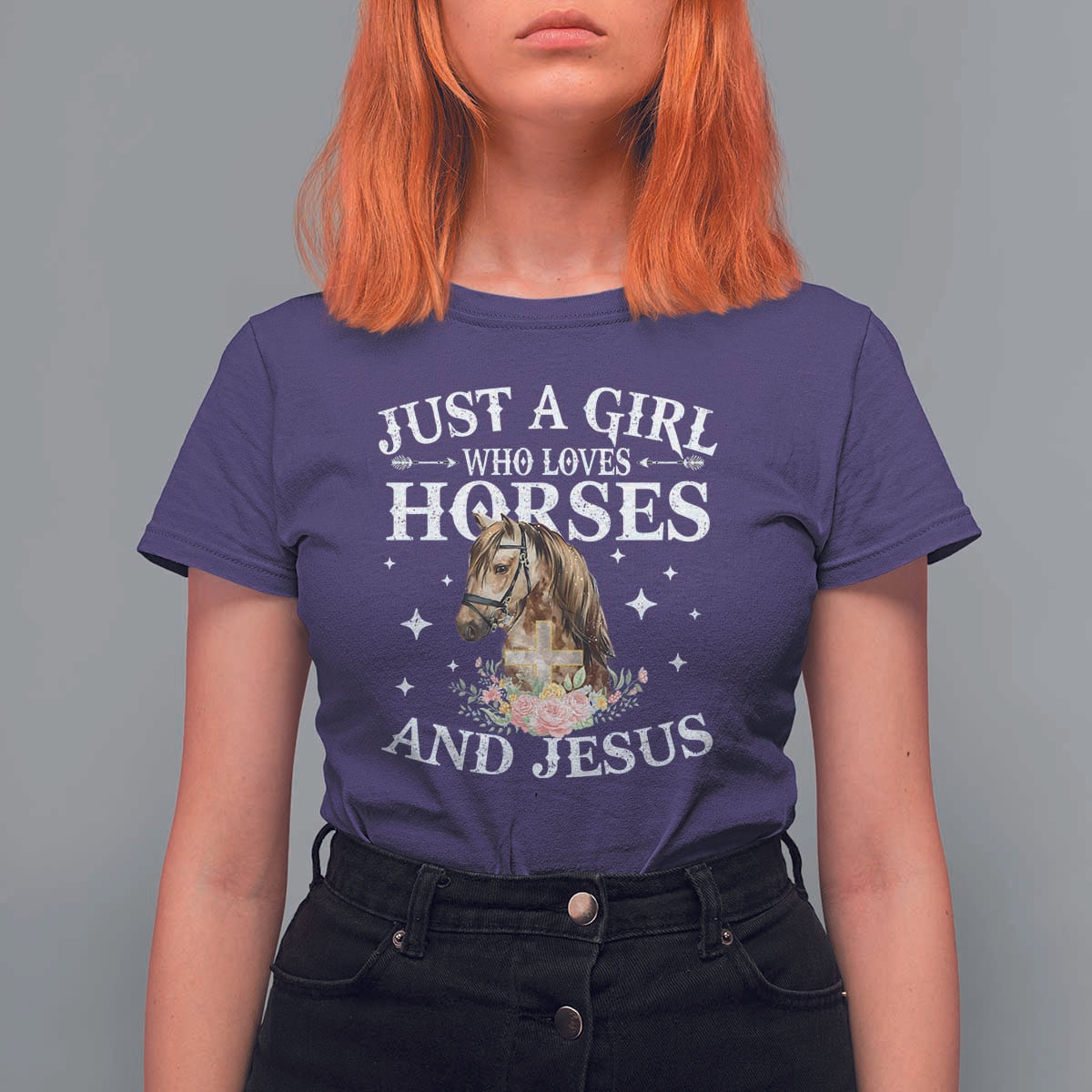 Just A Girl Who Loves Horses And Jesus T Shirt For Women Christian Girls Horse