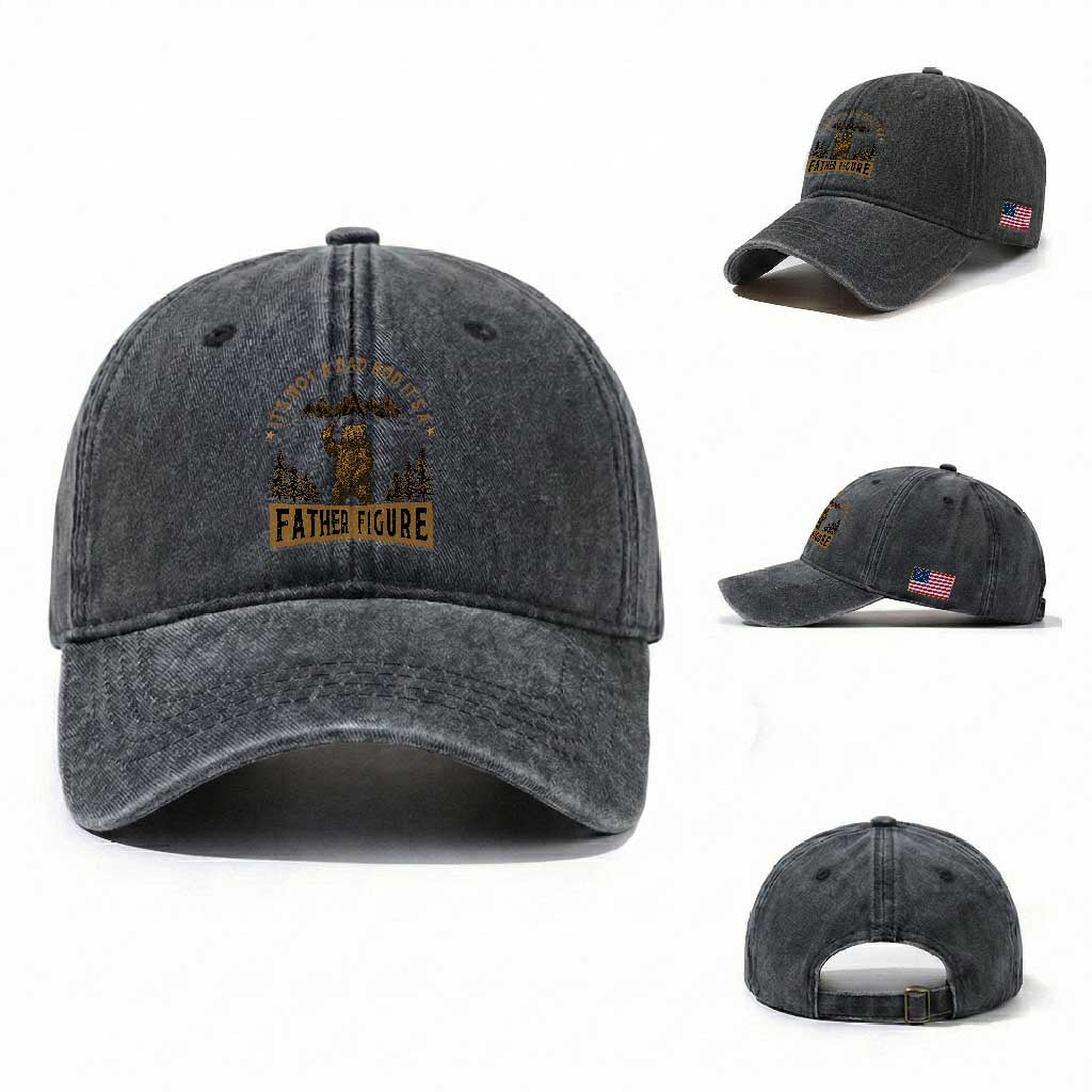 Funny It's Not A Dad Bod It's A Father Figure Washed Cotton Baseball Cap Bear Beer Father's Day