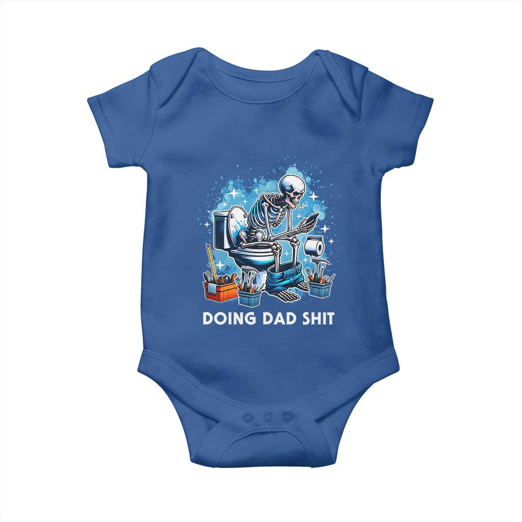Funny Doing Dad Shit Baby Onesie Skeleton Toilet Dad Jokes Father's Day