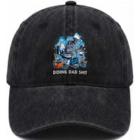 Funny Doing Dad Shit Washed Cotton Baseball Cap Skeleton Toilet Dad Jokes Father's Day
