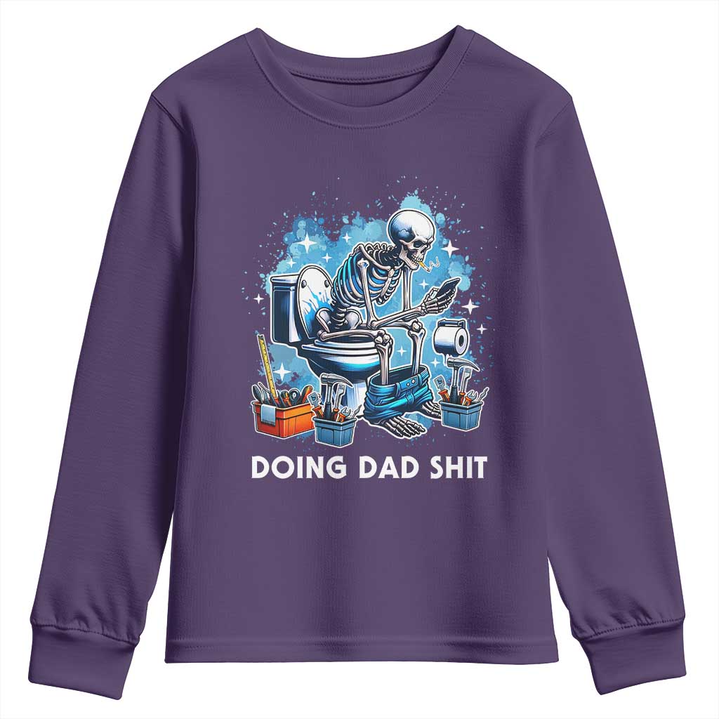 Funny Doing Dad Shit Youth Sweatshirt Skeleton Toilet Dad Jokes Father's Day