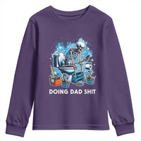 Funny Doing Dad Shit Youth Sweatshirt Skeleton Toilet Dad Jokes Father's Day