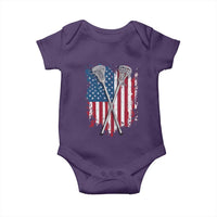 Funny Patriotic Lax Lacrosse Sticks American Flag Baby Onesie