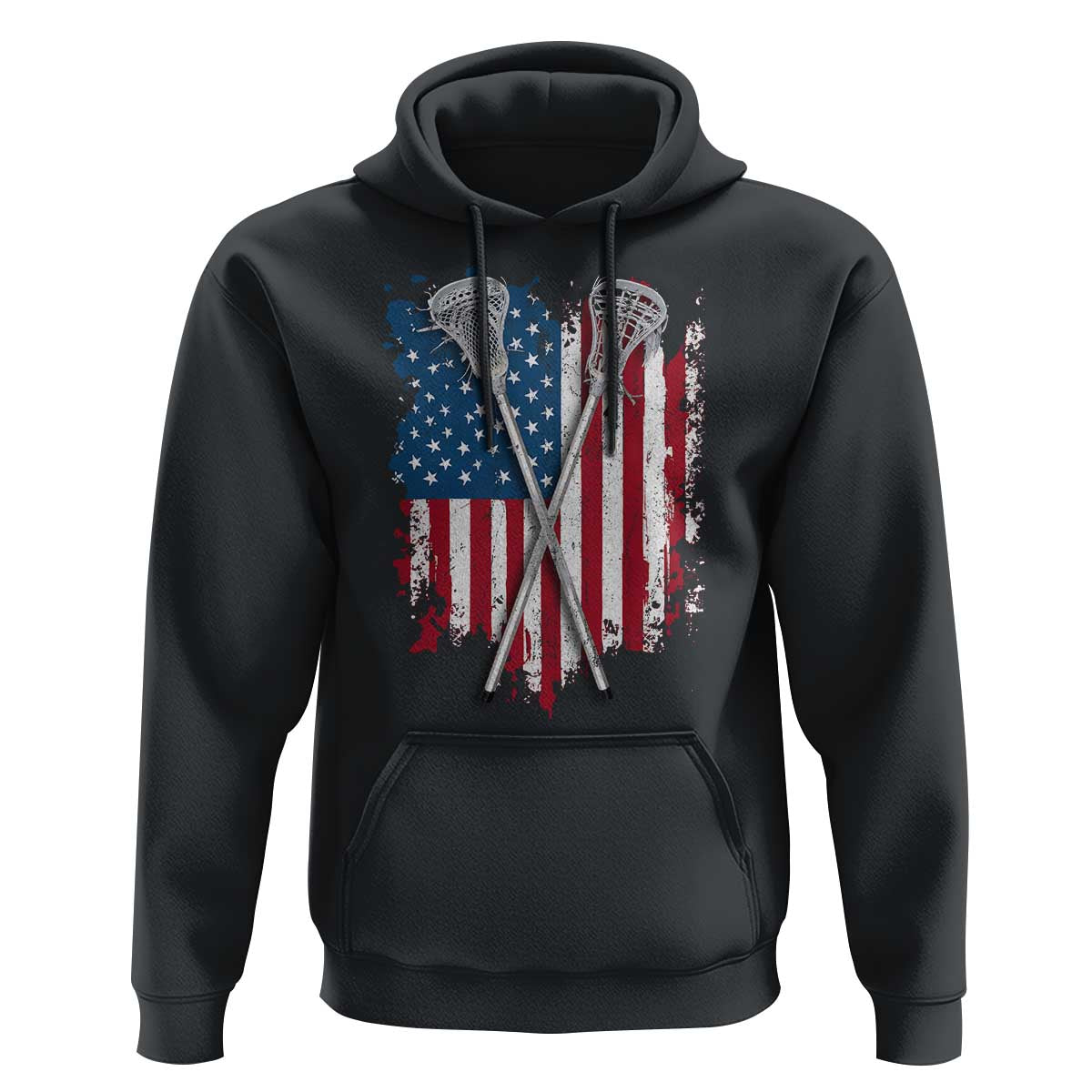 Funny Patriotic Lax Lacrosse Sticks American Flag Hoodie