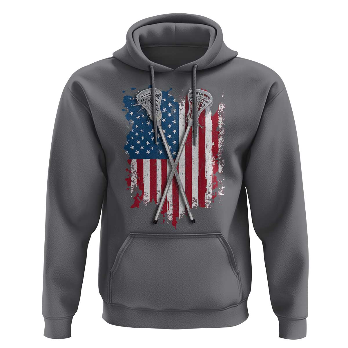 Funny Patriotic Lax Lacrosse Sticks American Flag Hoodie