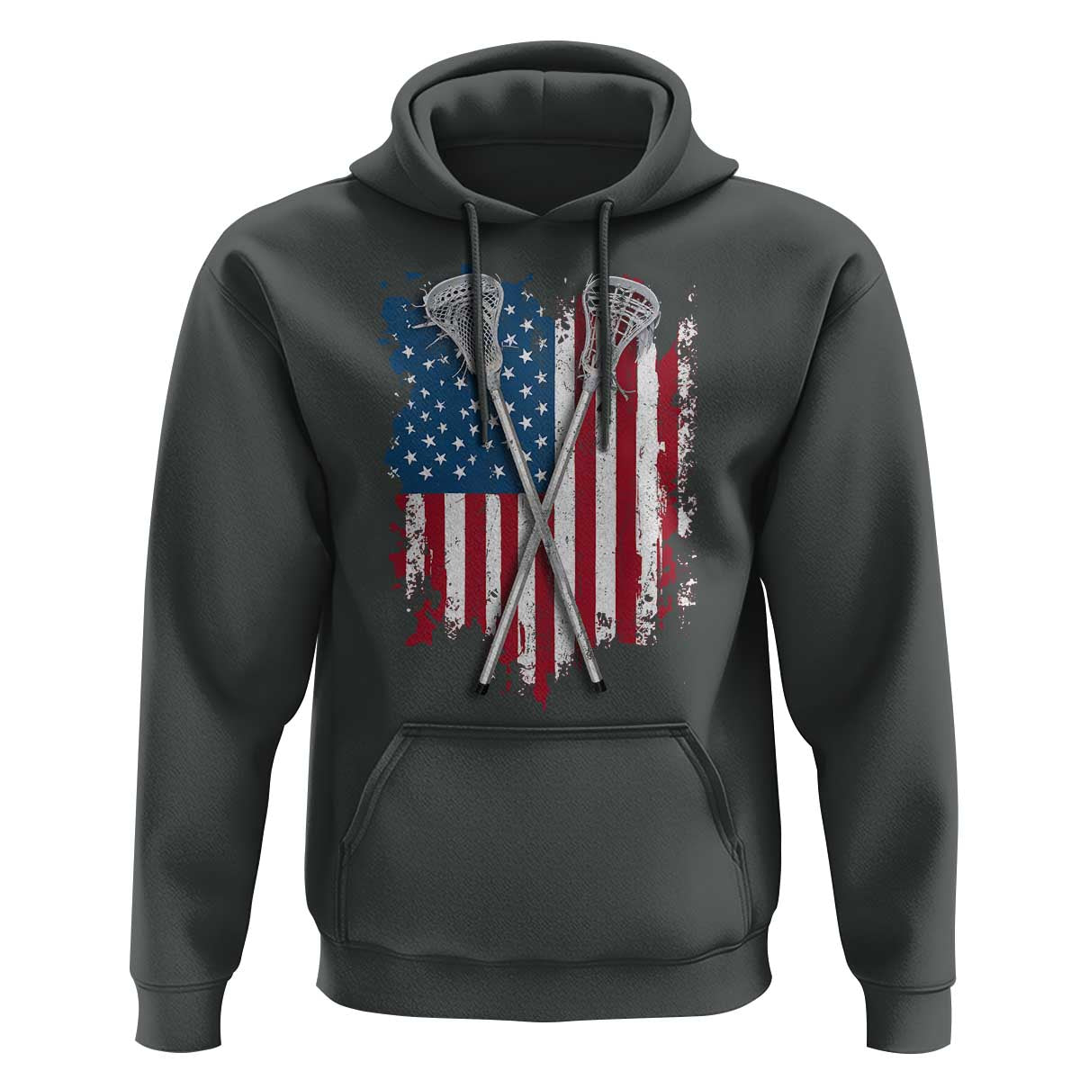 Funny Patriotic Lax Lacrosse Sticks American Flag Hoodie