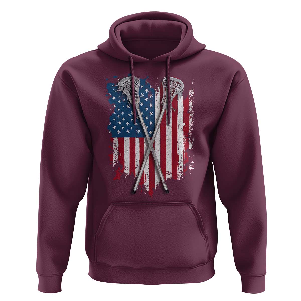 Funny Patriotic Lax Lacrosse Sticks American Flag Hoodie