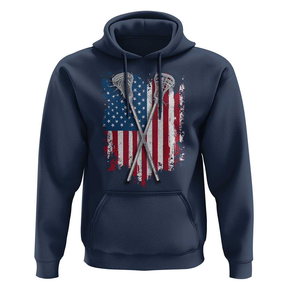 Funny Patriotic Lax Lacrosse Sticks American Flag Hoodie