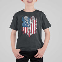 Funny Patriotic Lax Lacrosse Sticks American Flag T Shirt For Kid