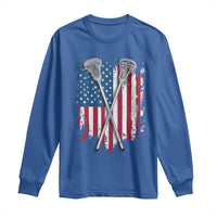 Funny Patriotic Lax Lacrosse Sticks American Flag Long Sleeve Shirt