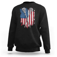 Funny Patriotic Lax Lacrosse Sticks American Flag Sweatshirt