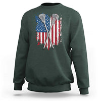 Funny Patriotic Lax Lacrosse Sticks American Flag Sweatshirt
