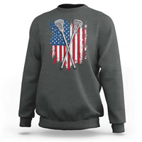 Funny Patriotic Lax Lacrosse Sticks American Flag Sweatshirt