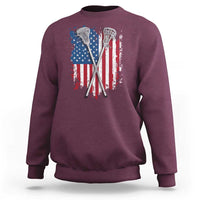 Funny Patriotic Lax Lacrosse Sticks American Flag Sweatshirt