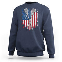 Funny Patriotic Lax Lacrosse Sticks American Flag Sweatshirt