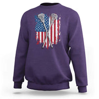Funny Patriotic Lax Lacrosse Sticks American Flag Sweatshirt