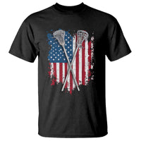 Funny Patriotic Lax Lacrosse Sticks American Flag T Shirt
