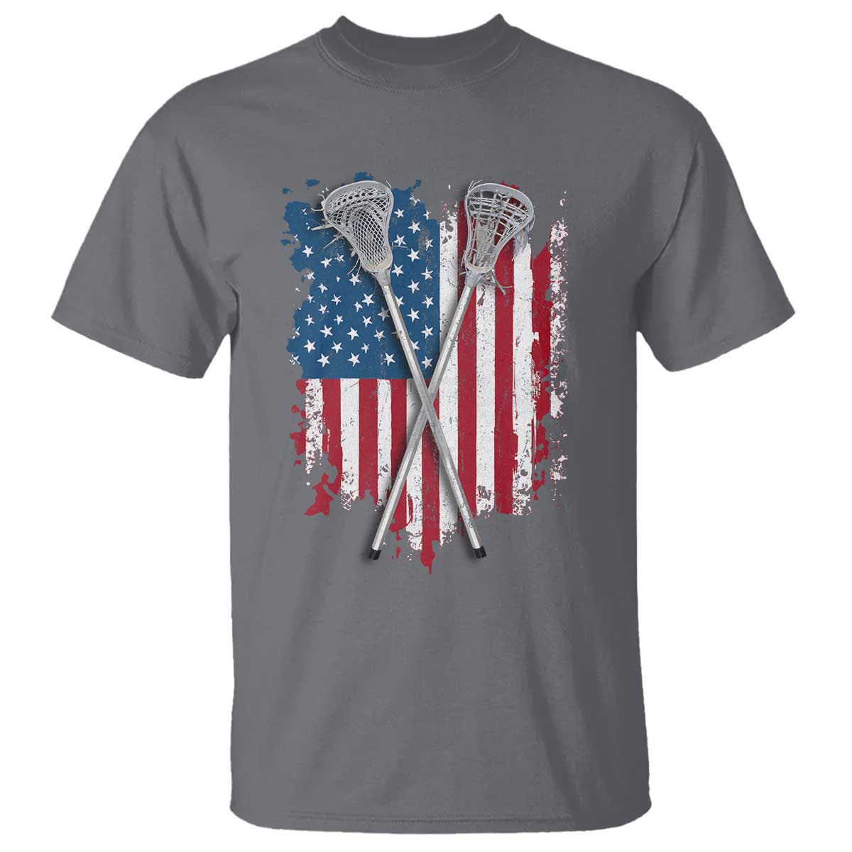 Funny Patriotic Lax Lacrosse Sticks American Flag T Shirt