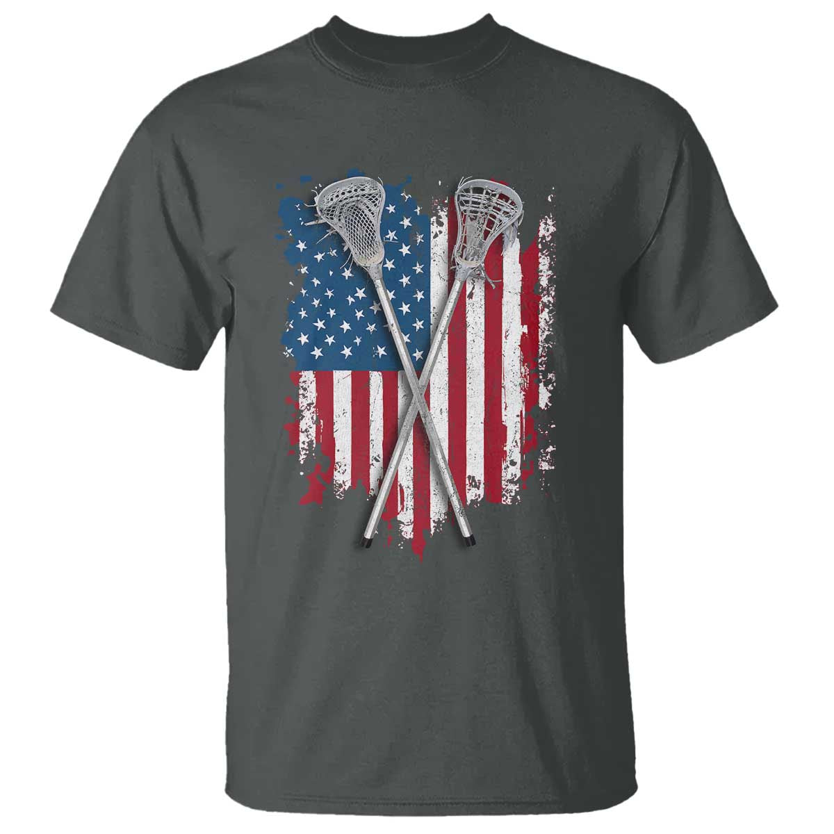 Funny Patriotic Lax Lacrosse Sticks American Flag T Shirt