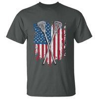 Funny Patriotic Lax Lacrosse Sticks American Flag T Shirt