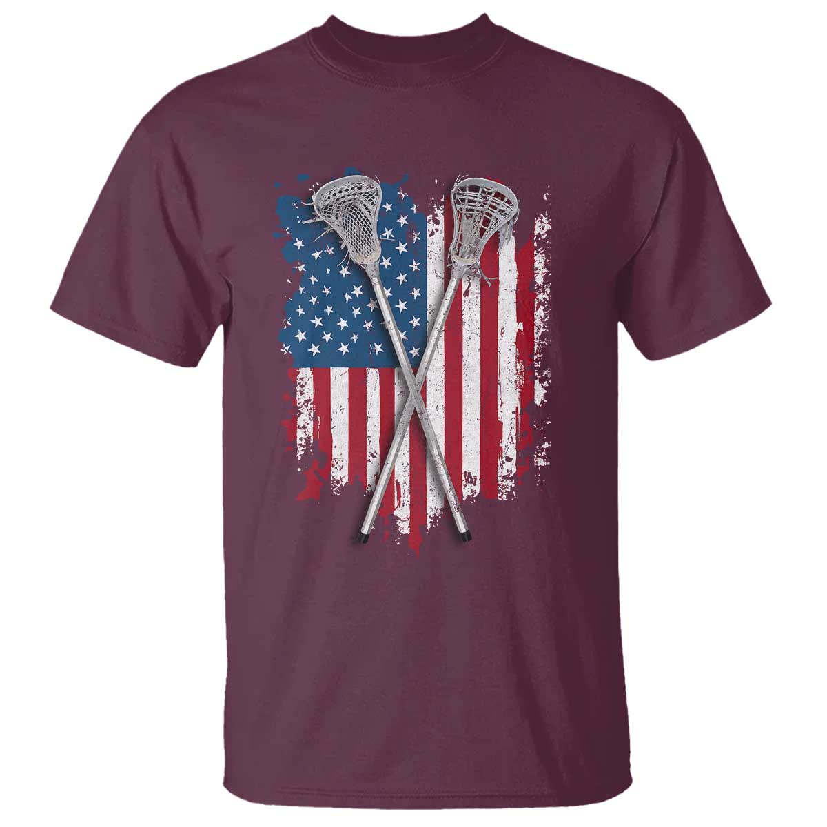 Funny Patriotic Lax Lacrosse Sticks American Flag T Shirt