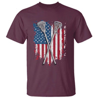 Funny Patriotic Lax Lacrosse Sticks American Flag T Shirt