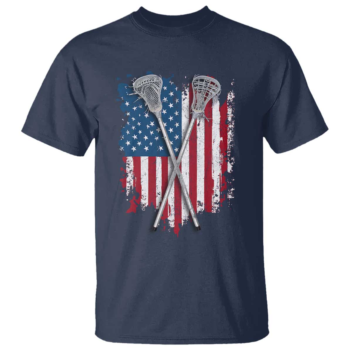 Funny Patriotic Lax Lacrosse Sticks American Flag T Shirt