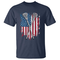 Funny Patriotic Lax Lacrosse Sticks American Flag T Shirt