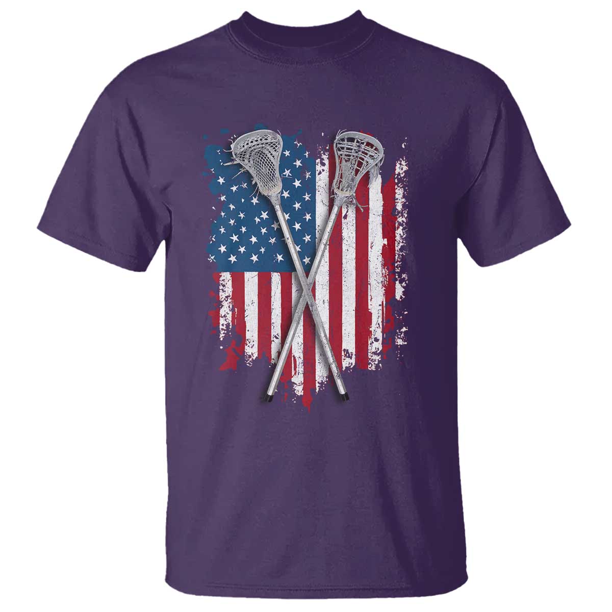 Funny Patriotic Lax Lacrosse Sticks American Flag T Shirt