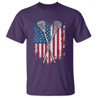 Funny Patriotic Lax Lacrosse Sticks American Flag T Shirt