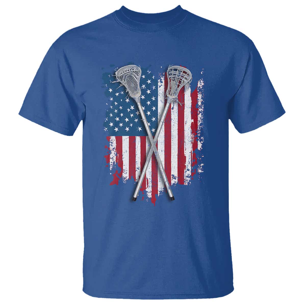 Funny Patriotic Lax Lacrosse Sticks American Flag T Shirt