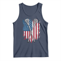 Funny Patriotic Lax Lacrosse Sticks American Flag Tank Top