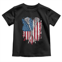 Funny Patriotic Lax Lacrosse Sticks American Flag Toddler T Shirt