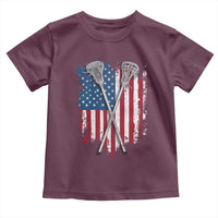 Funny Patriotic Lax Lacrosse Sticks American Flag Toddler T Shirt