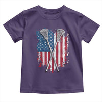 Funny Patriotic Lax Lacrosse Sticks American Flag Toddler T Shirt