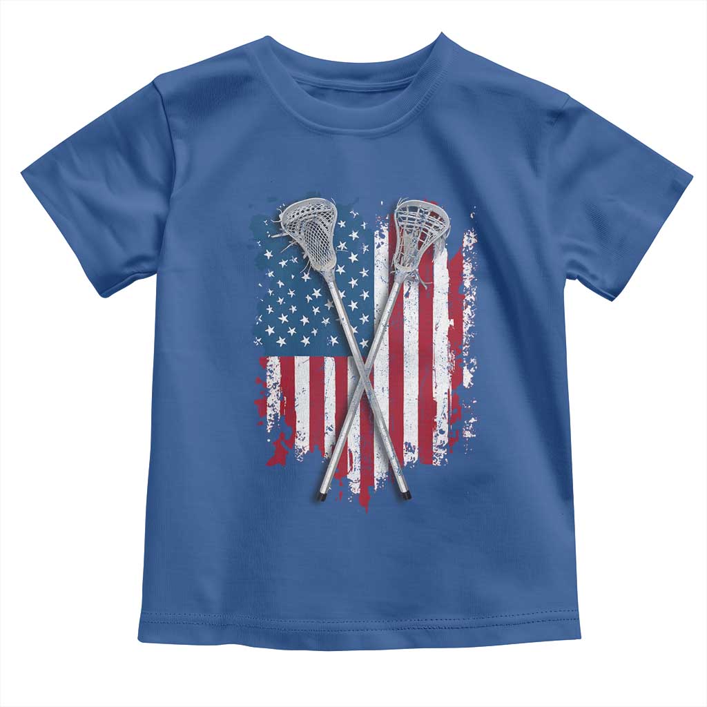 Funny Patriotic Lax Lacrosse Sticks American Flag Toddler T Shirt