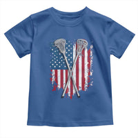 Funny Patriotic Lax Lacrosse Sticks American Flag Toddler T Shirt