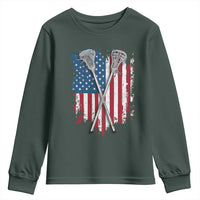 Funny Patriotic Lax Lacrosse Sticks American Flag Youth Sweatshirt