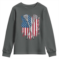 Funny Patriotic Lax Lacrosse Sticks American Flag Youth Sweatshirt