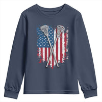 Funny Patriotic Lax Lacrosse Sticks American Flag Youth Sweatshirt